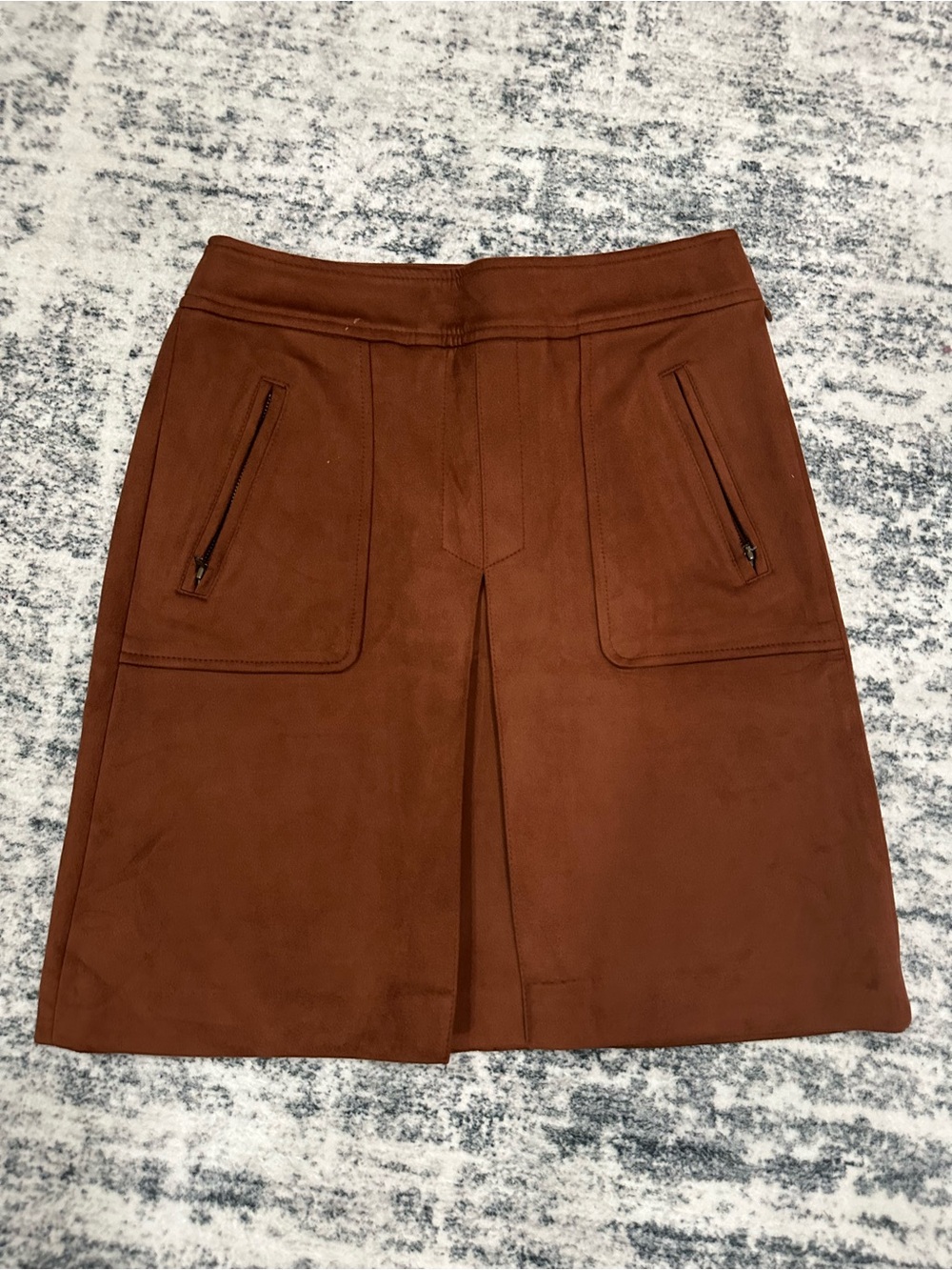 LOFT Rust Brown Suede-Style Midi Skirt